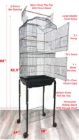 Grande volière métallique pour oiseaux avec perchoir supérieur ouvert, support roulant, étagère de rangement, plateau en plastique, plusieurs portes, alimentation facile