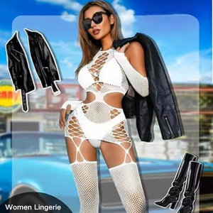 Femmes Sexy Révélateur Dentelle Résille Bodystocking Lingerie Femme Sexy Jarretières Ceinture <span class=keywords><strong>Bas</strong></span> Full Body Keyhole Lenceria - Product Image 6