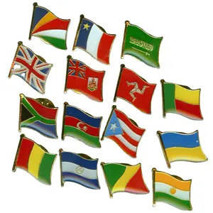 Spilla da Bavero Personalizzata in Ottone con Bandiera Smaltata Morbida - Congo, Guinea, Isola di Man, Sudafrica, Nicaragua, Niger, Arabia Saudita, Ucraina - Product Image 1