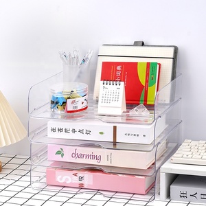 1 pcs văn phòng trong suốt Stackable bàn tổ chức Máy tính để bàn lưu trữ hộp Khay tập tin hiển thị cuốn sách Tạp Chí chủ - Product Image 1