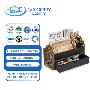 منظم ملفات خشبي أسود مفرغ بخمس فتحات للمكتب والبريد، رف تخزين خشبي للمدرسة والمنزل، الأكثر مبيعًا - Product Image 1