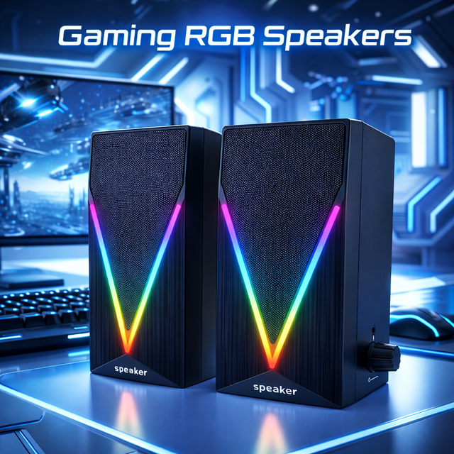 Hi-Fi Stereo Sound Quality Light Computer Gaming Speakers Desktop With Colorful 6W USB Poewred