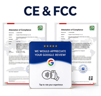 Support de table en acrylique 12 cm pour carte de commentaires Google NFC, compatible NFC213 13,56 MHz, Tap to Review, OEM/ODM personnalisé, prêt à être expédié, en stock