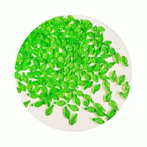 Leaf Shape Green Transparent Leaves Beads Transparent Acrylic Beads Acrylic Leaf Beads Green Charm