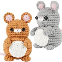 Kit de crochet transfrontalier en coton laitier à quatre brins, motif dessin animé, avec tutoriel en anglais, pour poupées DIY, pendentifs, ornements animaux et cadeaux