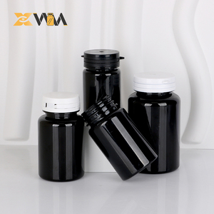 Plastik glas Metall deckel 200ml 250ml Kunststoff Klar Schwarz Weiß Kapsel flaschen, Nahrungs ergänzungs mittel Flaschen PET Medizin - Product Image 4