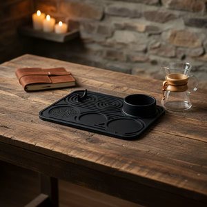 Tapis en silicone tout-en-un pour la préparation du café, grande surface résistante à la chaleur pour moulin à café, balance, filtre, filtre à café et cafetière - Product Image 1