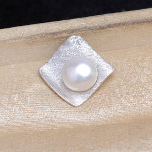 Base Hueca para Colgante Cuadrado Esmerilado de Plata S925 Wenchi, Tamaño 10-12mm, Accesorios DIY para Joyería de Perlas, Fornituras de Joyería con Hebilla 13490 - Product Image 1