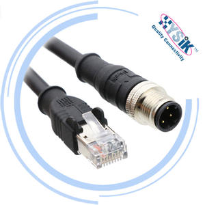 M12 Ağ Kablosu D Kodlu 4 Pin Konnektörlü Endüstriyel Ethernet Kablosu - Product Image 1