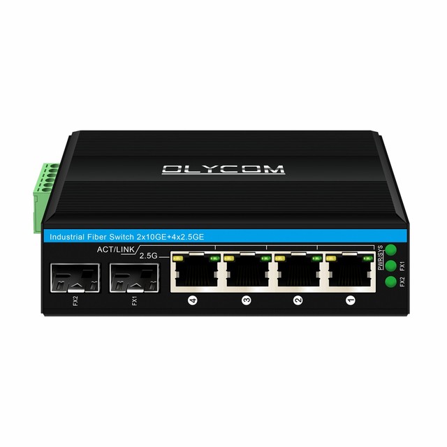 2.5G Industrial PoE Switch 4 Port 30W with Dual 10G SFP Fiber Uplink Ethernet Switch
