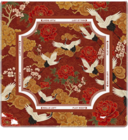 Tapis de Mahjong pliable de luxe style chinois rouge et or pour 4 joueurs, antidérapant en caoutchouc, carré