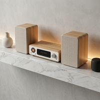 Système stéréo sans fil compact avec lecteur CD, radio FM, contrôle des basses/aigus, construction en plastique MDF, télécommande pour la maison