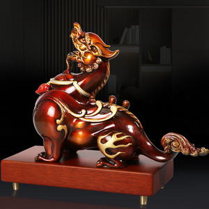 Bronze "Emperor" Auspicious Fox figurine, decorative wine cabinet for <b>office</b> entrance, <b>office</b> <b>decoration</b>, gift for moving house. - Product Image 3