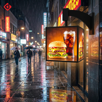 Panneau de menu rotatif à 4 faces, résistant à la pluie, boîte lumineuse publicitaire extérieure avec affiches interchangeables pour les restaurants de restauration rapide