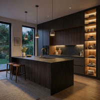 Cuisine Modulaire Certifiée CE, Écologique, Moderne et Minimaliste, Texture Bois Premium, Garantie 5 Ans pour Loft de Luxe, Prise en Charge OEM ODM