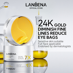 Masques et patchs pour les yeux réutilisables en feuille d'or 24 carats avec rétinol, caféine et hydra-gel pour tous types de peaux - Product Image 1