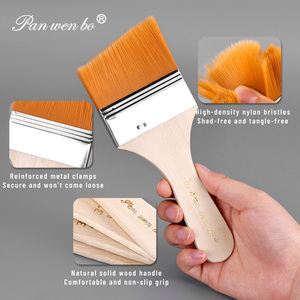 Panwenbo – Lot de 3 pinceaux à <span class=keywords><strong>vernis</strong></span> artistique, grands pinceaux plats en nylon pour artistes, ensemble de pinceaux pour peinture acrylique, huile, aquarelle, <span class=keywords><strong>vernis</strong></span> et toile - Product Image 4