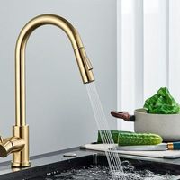 Robinet de cuisine NABING en acier inoxydable 304, luxe léger, monocommande, avec cartouche céramique, à poser sur plan, à bouton-poussoir