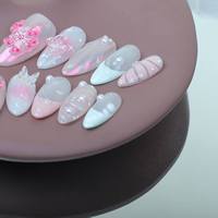 Uñas Artificiales de Alta Calidad; Diseño 3D en Rosa Aurora; Reutilizables, Venta al Por Mayor de Fábrica