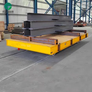 Industrial battery operated flatbed rail transfer cart towed mold transport wagon