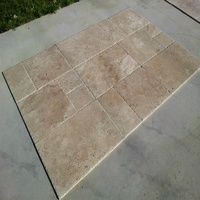 2023 Grays Travertine Ensemble de dalles à motif français, carreaux muraux et de sol marron poli, ACCENTS, parquet moderne antidérapant pour villas