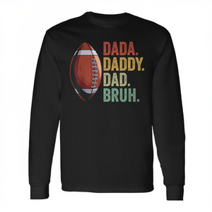 Camiseta de manga larga con estampado de letras Football Dad para hombre, cuello redondo, ropa deportiva de algodón, impresión digital - Product Image 2