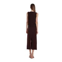 Ensemble pull et jupe longue fendue pour femme, en laine d'hiver, sans manches, col semi-haut, ample