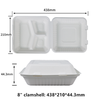 Conteneur jetable en bagasse de canne à sucre SINCERE de 8 pouces à 3 compartiments pour le camping