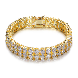 Pulsera de tenis de moissanita, 2 filas, 6mm, 8mm, 10mm, Plata de Ley 925, VVS1 D, Color moissanita con certificación GRA - Product Image 1