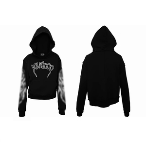 Vente en gros de sweat à capuche streetwear boxy court noir uni en molleton bouclette de coton épais avec impression en relief pour hommes - Product Image 4
