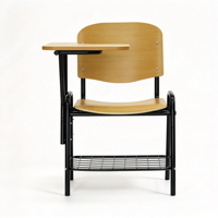 Chaise d'étudiant moderne en contreplaqué avec tablette d'écriture, cadre en acier et panier à livres sous la siège, idéale pour la salle de classe, l'étude et la lecture (vente en gros)