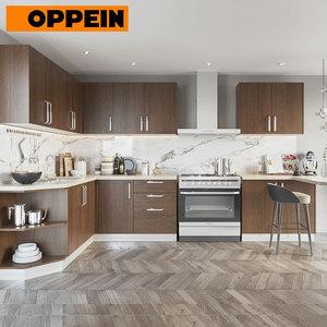 OPPEIN-mobiliario Interior <span class=keywords><strong>en</strong></span> forma de U, diseño de cocina 3d, armarios de grano de madera - Product Image 3