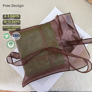 Bolsa Ecológica de Organza Marrón, Tipo Sobre, para Regalos, Maquillaje, Cosméticos, con Solapa, de Lujo - Product Image 5