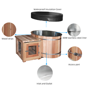 ICEMEND fábrica personalizada Sauna madera al aire libre frío inmersión piscina Spa bañera conjunto barril de hielo baño cubo de hielo bañera - Product Image 5