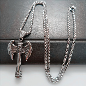 Collar Vikingo con Hacha de Plata, Estilo Hip Hop para Hombre, MOQ Bajo, Gran Descuento - Product Image 3
