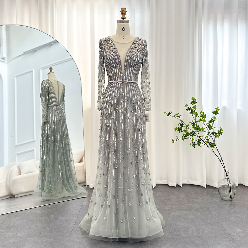 strapless open back dress Blue Tulle Long A-Line Prom Dress, Cute Puff Sleeve Formal Evening Dre