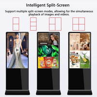 Écran publicitaire tactile double face de 50 pouces, kiosque LCD sur pied, signalisation numérique avec graphismes et SDK pour les centres commerciaux