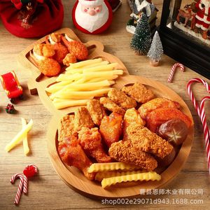 Bamboo Snowman <b>Tray</b> Solid Wood Serving <b>Tray</b> For Party Food Hotel Coffee <b>Tea</b> Use - Product Image 2