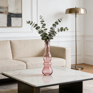 Vaso in Vetro Rosa Curvo e Alto, Bottiglia Decorativa per Centrotavola Matrimoniali, Elegante Arredamento per la Casa, Produttore - Product Image 4