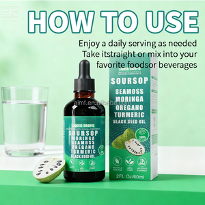 Gocce Liquide Biologiche di <span class=keywords><strong>Soursop</strong></span>, Seamoss, Moringa, Origano, Curcuma e Olio di Semi Neri, 60ml, Senza Glutine, Vegano, Integratore Erboristico per l'Immunità degli Adulti - Product Image 4