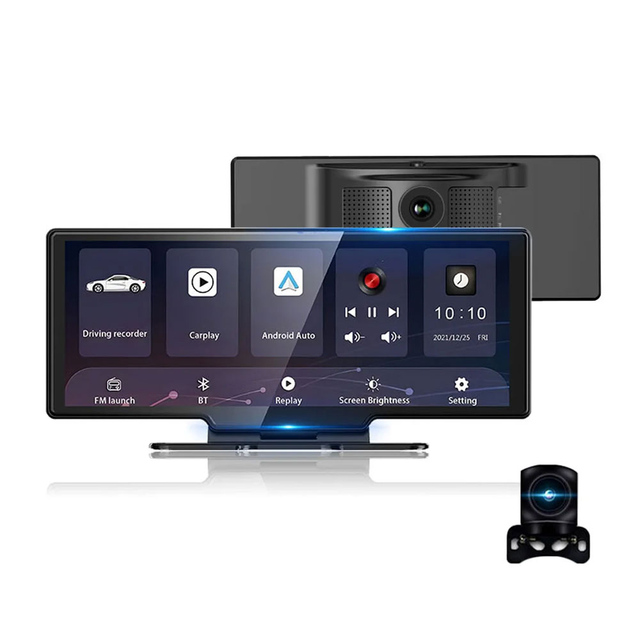 10.26" Wireless CarPlay Stereo W/ 4K DVR Recorder | Front & Rear Dash Cam, Android Auto, Navigation | All-in-One Unit