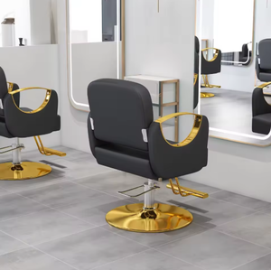 Nouvelle chaise de salon blanche en métal électroplaqué pour la coupe et la coloration des cheveux, avec levage simple en cuir, pouvant être retournée à l'envers, chaise de barbier - Product Image 4