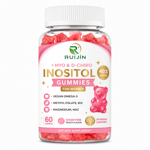 Gummies OEM Myo-Inositol D-Chiro-Inositol 40:1 Véganes Oméga 3 Folate <span class=keywords><strong>B12</strong></span> NAC Soutien Ovarien Sans Sucre Marque Privée 60 Gummies - Product Image 1