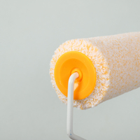 Rouleau de peinture DIY pour la maison avec brosse en microfibre de polyester, manche jaune léger pour peintures au latex et à base d'eau