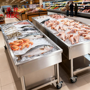 MBC personnalise la table de glace portable en acier inoxydable SUS304 avec roues présentoir table de placement de conteneurs plate-forme de glace - Product Image 4