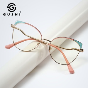 LG75 2026 Nouvelles <span class=keywords><strong>Lunettes</strong></span> de Lecture Anti-Lumière Bleue pour Femmes, Montures Métalliques Ovale Œil de Chat avec Dessus Peint et <span class=keywords><strong>Paillettes</strong></span>, Verres AC, Vente en Gros Usine - Product Image 2