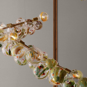 Lámpara Colgante de Cristal Posmoderna, Forma Alargada, Color Dorado, Fuente de Luz LED, Base E27, Control por Interruptor, Cabezal Único - Product Image 3
