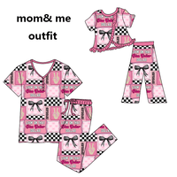 Pyjamas assortis pour filles, tenues de Noël avec motif d'ours en bambou, pyjamas pour bébé, vêtements de nuit, pyjamas parent-enfant, tenues maman et moi