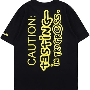 T-shirt d'été pour homme, coupe oversize, style hip-hop, avec impression intégrale de lettres, en polyester/coton, col rond, manches courtes, style rappeur - Product Image 5
