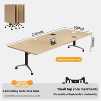 Table de conférence et de formation pliable et extensible en bambou HYZ-255X avec roulettes, bureau multifonctionnel